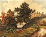 Oswald Achenbach  - Bilder Gemälde - Landschaft in Olivano
