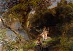 Bild:Mediterrane Waldlandschaft mit Figuren