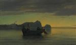 Oswald Achenbach  - Bilder Gemälde - Sonnenuntergang in der Bucht von Neapel
