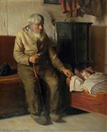 Michael Peter Ancher - Bilder Gemälde - Der blinde Kristian hütet ein Kind