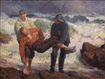 Michael Peter Ancher - Bilder Gemälde - Der Ertrunkene wird an Land gebracht