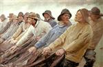 Michael Peter Ancher - Bilder Gemälde - Die Fischer holen das Netz ein