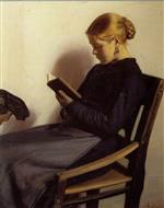 Michael Peter Ancher - Bilder Gemälde - Ein junges Mädchen beim Lesen, Maren Sofie Olsen