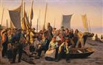 Michael Peter Ancher - Bilder Gemälde - Ein Laienprediger hält Gottesdienst am Strand von Skagen