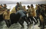 Michael Peter Ancher - Bilder Gemälde - Fischer setzen ein Boot zu Wasser