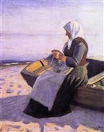 Michael Peter Ancher - Bilder Gemälde - Fischersfrau beim Stricken