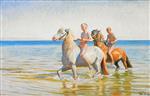 Michael Peter Ancher - Bilder Gemälde - Jungen beim Reiten im Wasser