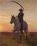 Michael Peter Ancher - Bilder Gemälde - Junger Mann reitet heim von der Ernte auf dem Außenfeld