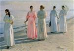 Michael Peter Ancher  - Bilder Gemälde - Strandspaziergang