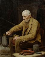 Albert Anker  - paintings - Alter Mann mit Kaffeemühle