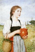 Albert Anker - Bilder Gemälde - Das Erbeer-Mareili