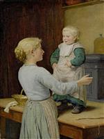 Albert Anker  - Bilder Gemälde - Die ältere Schwester