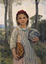 Albert Anker  - Bilder Gemälde - Rotkäppchen