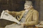 Albert Anker  - Bilder Gemälde - Zeitungslesender Mann