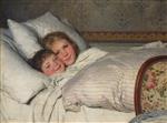 Albert Anker  - Bilder Gemälde - Zwei erwachende Kinder