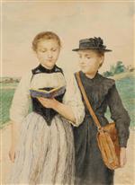 Albert Anker  - Bilder Gemälde - Zwei junge Mädchen