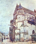 Alfred Sisley - Bilder Gemälde - Kirche von Moret, Nach dem Regen