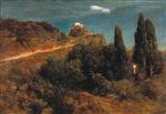 Arnold Böcklin - Bilder Gemälde - Bergschloss mit Kriegerzug