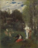 Arnold Böcklin  - Bilder Gemälde - Ideale Frühlingslandschaft