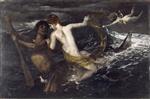 Arnold Böcklin  - Bilder Gemälde - Triton, eine Nereide auf dem Rücken tragend