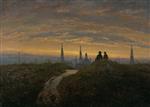 Carl Gustav Carus - Bilder Gemälde - Blick auf Dresden bei Sonnenuntergang
