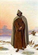 Carl Gustav Carus  - Bilder Gemälde - Mönch in Winterlandschaft
