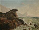 Carl Gustav Carus  - Bilder Gemälde - Romantische felsige Küstenlandschaft