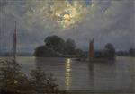 Carl Gustav Carus  - Bilder Gemälde - Vollmond bei Pillnitz