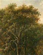 Carl Gustav Carus  - Bilder Gemälde - Waldstück mit Eiche