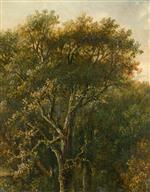 Carl Gustav Carus  - Bilder Gemälde - Waldstück mit Eiche