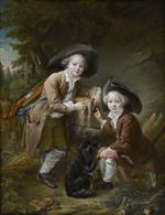Francois Hubert Drouais - Bilder Gemälde - The Comte and Chevalier de Choiseul as Savoyards