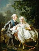 Francois Hubert Drouais - Bilder Gemälde - The Count of Artois and his sister Clotilde