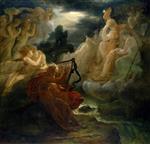 François Pascal Simon Gérard - Peintures - On the Bank of the Lora, Ossian Conjures up a Spirit with the Sound of his Harp