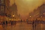 John Atkinson Grimshaw - Bilder Gemälde - A Street at Night