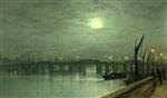 John Atkinson Grimshaw - Bilder Gemälde - Battersea Bridge by Moonlight
