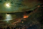 John Atkinson Grimshaw - Bilder Gemälde - Burning of the Spa Saloon