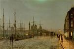 John Atkinson Grimshaw  - Bilder Gemälde - Hull Docks by Night