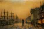 John Atkinson Grimshaw  - Bilder Gemälde - Liverpool Docks Customs House and Salthouse Docks, Liverpool