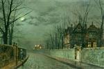 John Atkinson Grimshaw  - Bilder Gemälde - Old English House, Moonlight after Rain