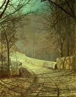 John Atkinson Grimshaw  - Bilder Gemälde - Sunshine through winter trees