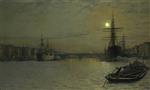 John Atkinson Grimshaw  - Bilder Gemälde - The Pool and London Bridge at Night