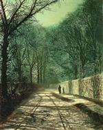 John Atkinson Grimshaw  - Bilder Gemälde - Tree Shadows on the Park Wall