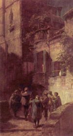 Carl Spitzweg - Peintures - La sérénade