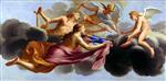 Eustache Le Sueur  - paintings - Amor empfängt die Huldigung Dianas, Apollos und Merkurs