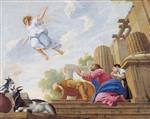 Eustache Le Sueur  - paintings - Der Engel Raphael verläßt Tobias und seine Familie