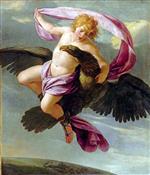 Eustache Le Sueur  - Bilder Gemälde - The Abduction of Ganymede by Jupiter