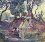 Henri Lebasque - Bilder Gemälde - Bathers at a fountain in Saint Tropez