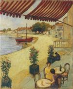 Henri Lebasque  - Bilder Gemälde - Cafe sur la Port