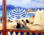 Bild:Cannes, Blue Parasol and Tents