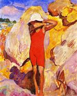 Henri Lebasque  - Bilder Gemälde - Child in a Red Bathing Suit